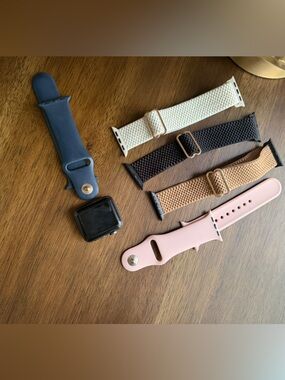 Apple Smartwatch with Navy, Pink, Cream, Black, Brown Bands